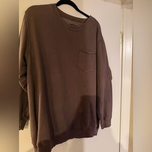 Aerie Women Chocolate Crewneck Sweatshirt Oversized